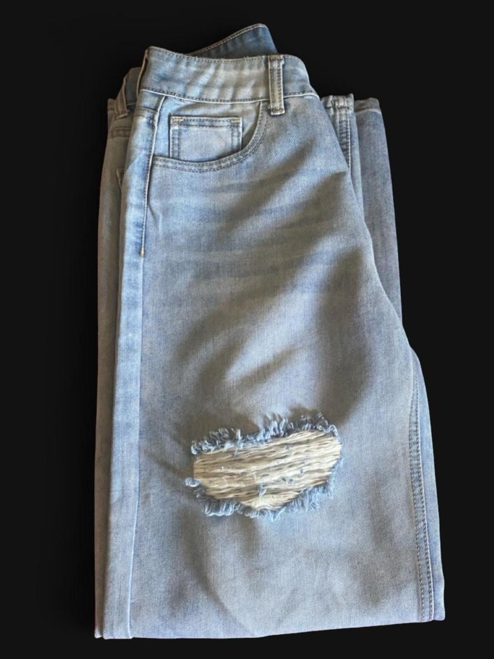 Women’s Light Blue Distressed Jeans - Classic Wide Leg